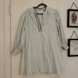 Pomander Place White and Black Striped Blouse